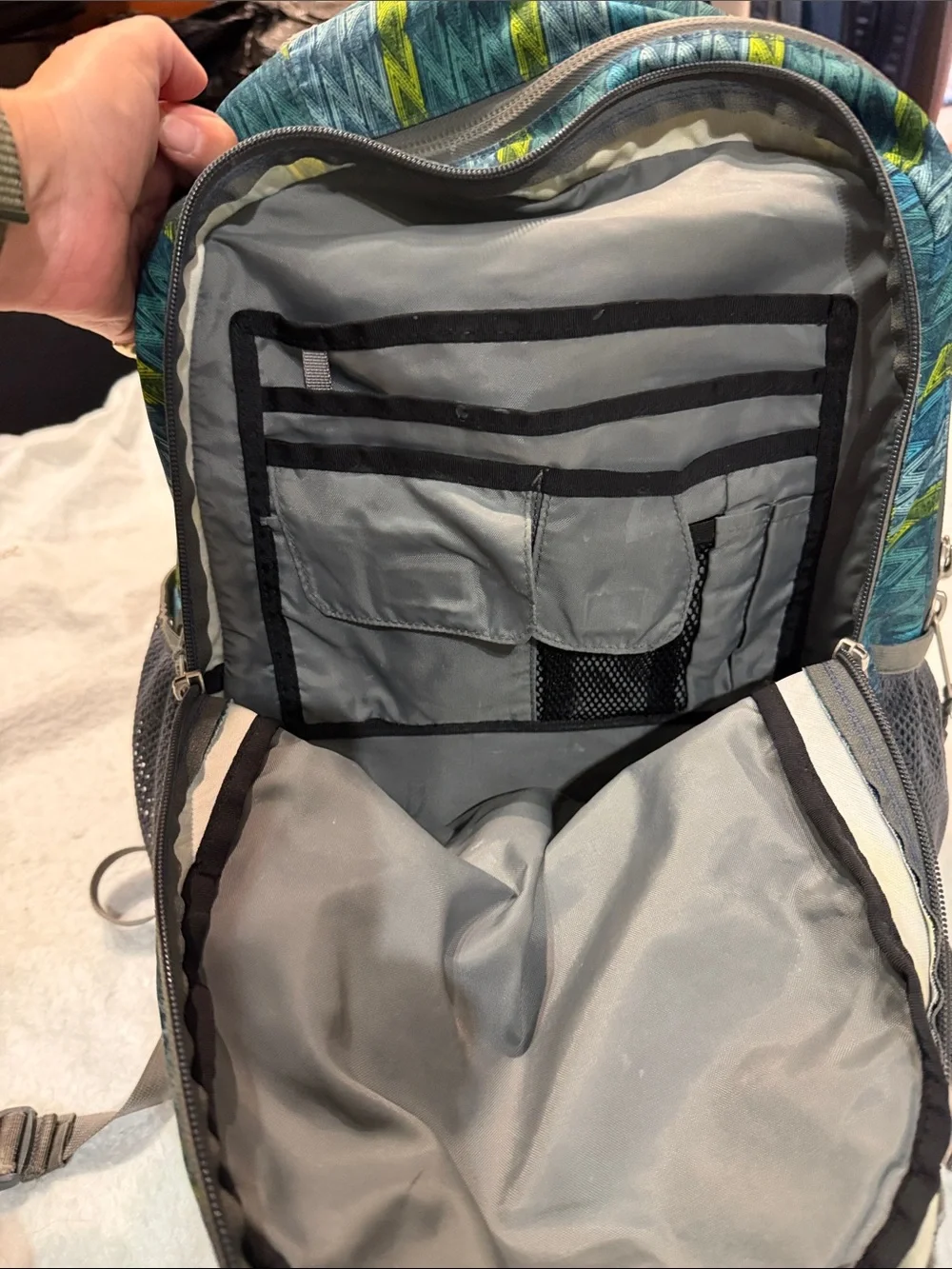 *Vintage* L.L. Bean Teal and Green Striped Backpack
